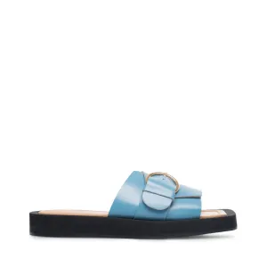 Selma Blue Leather Slides