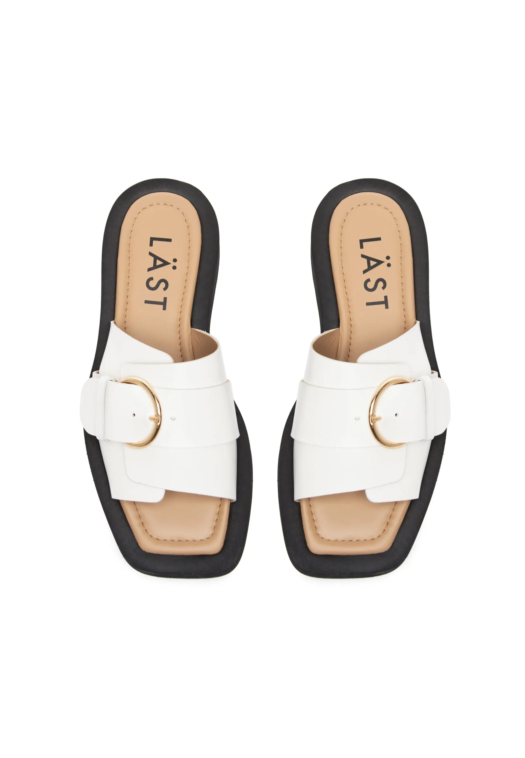 Selma Off White Leather Slides