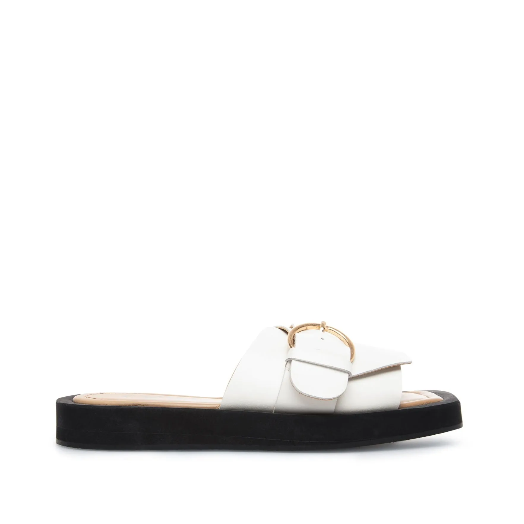 Selma Off White Leather Slides