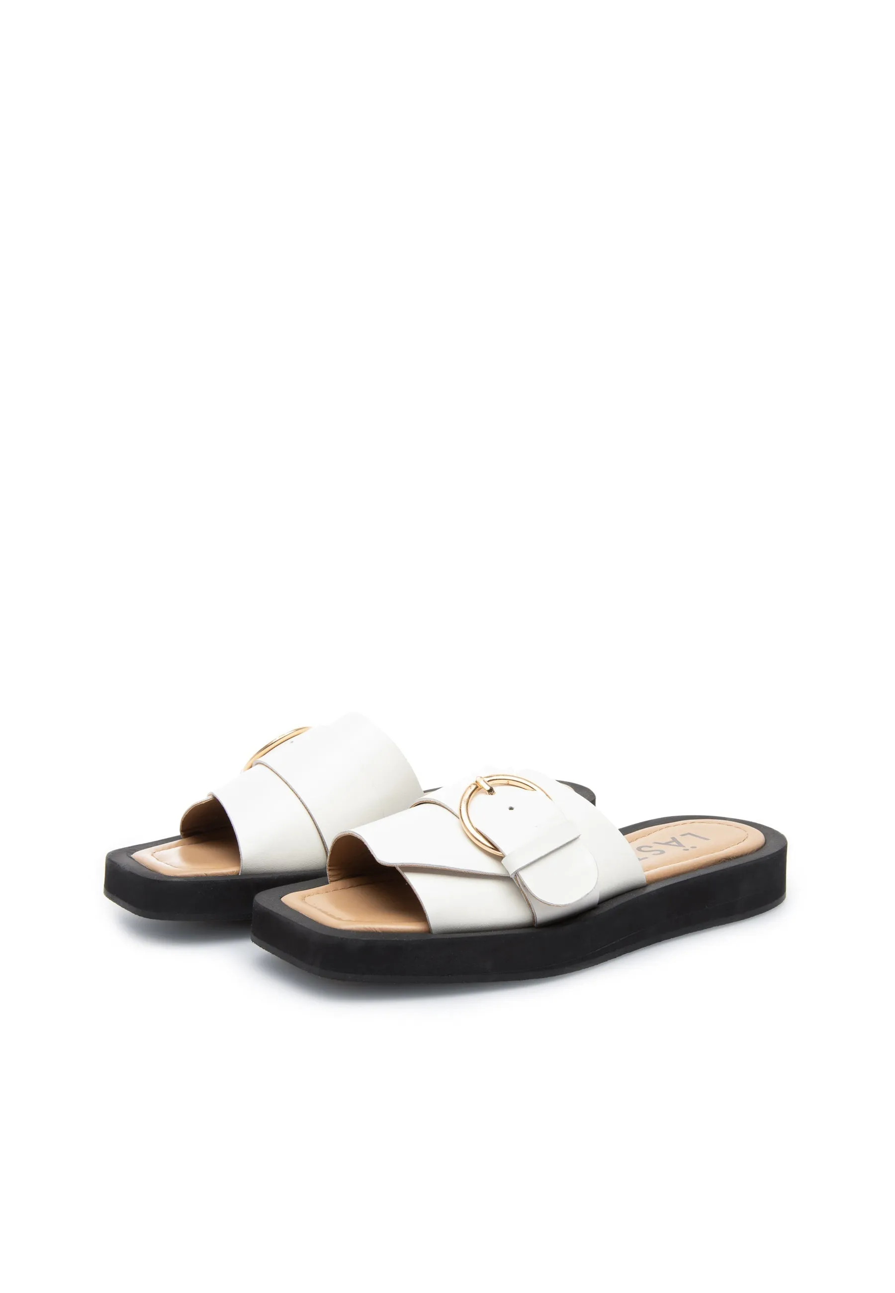 Selma Off White Leather Slides