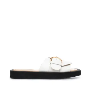 Selma Off White Leather Slides