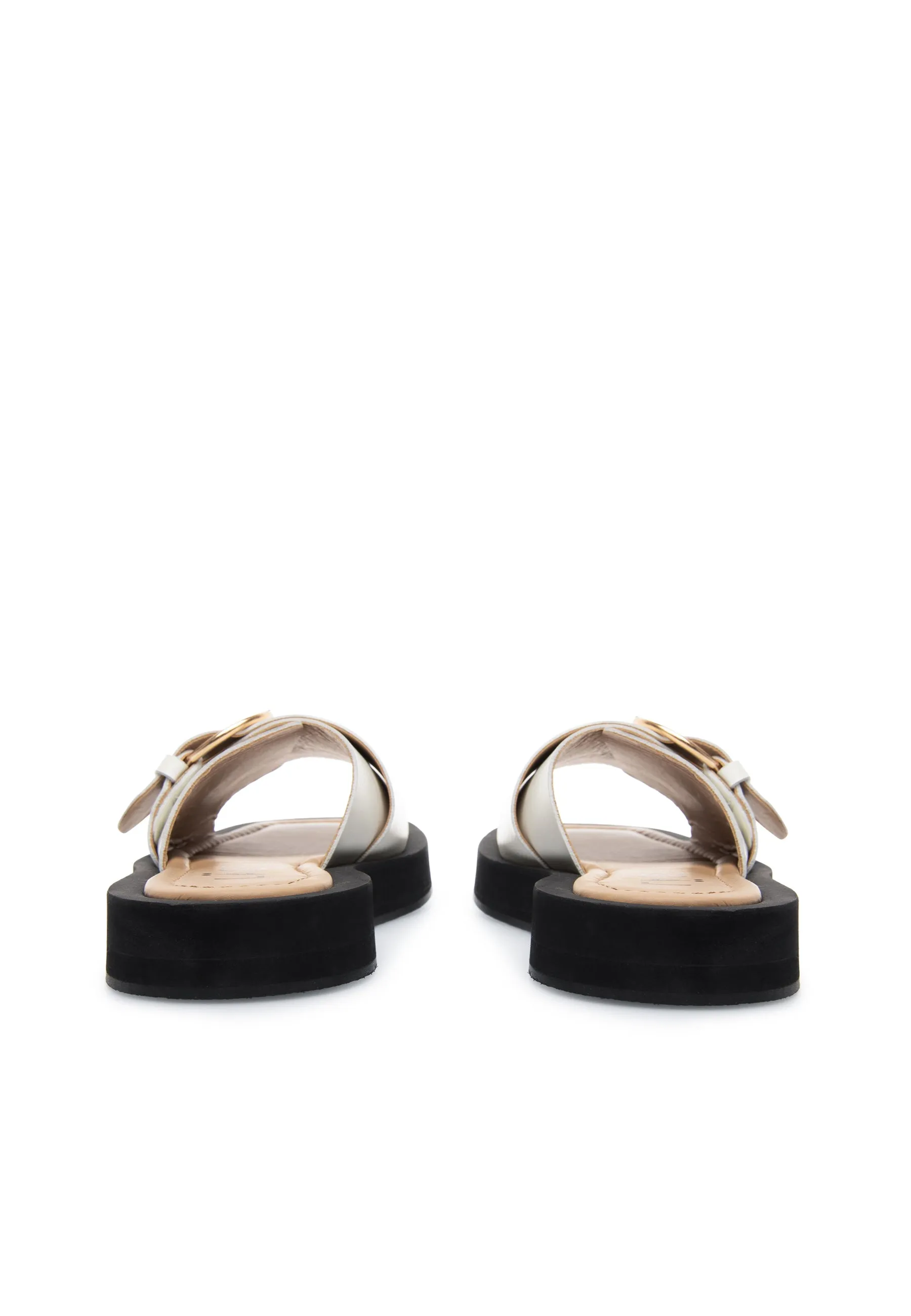 Selma Off White Leather Slides