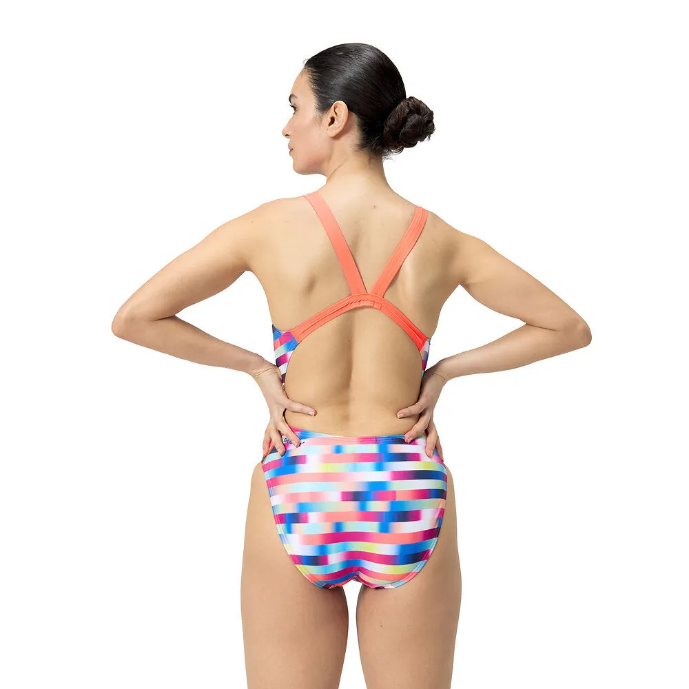 Speedo Wmns Allover Leaderback-Siren Red/Punch Blue/Matcha