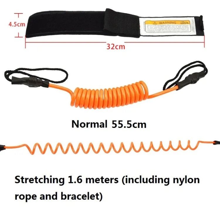 Surf Bodyboard Safety Hand Rope TPU Surfboard Paddle Towing Rope, The Length After Stretching: 1.6m(Black)