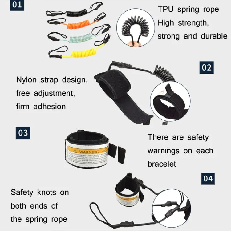 Surf Bodyboard Safety Hand Rope TPU Surfboard Paddle Towing Rope, The Length After Stretching: 1.6m(Black)