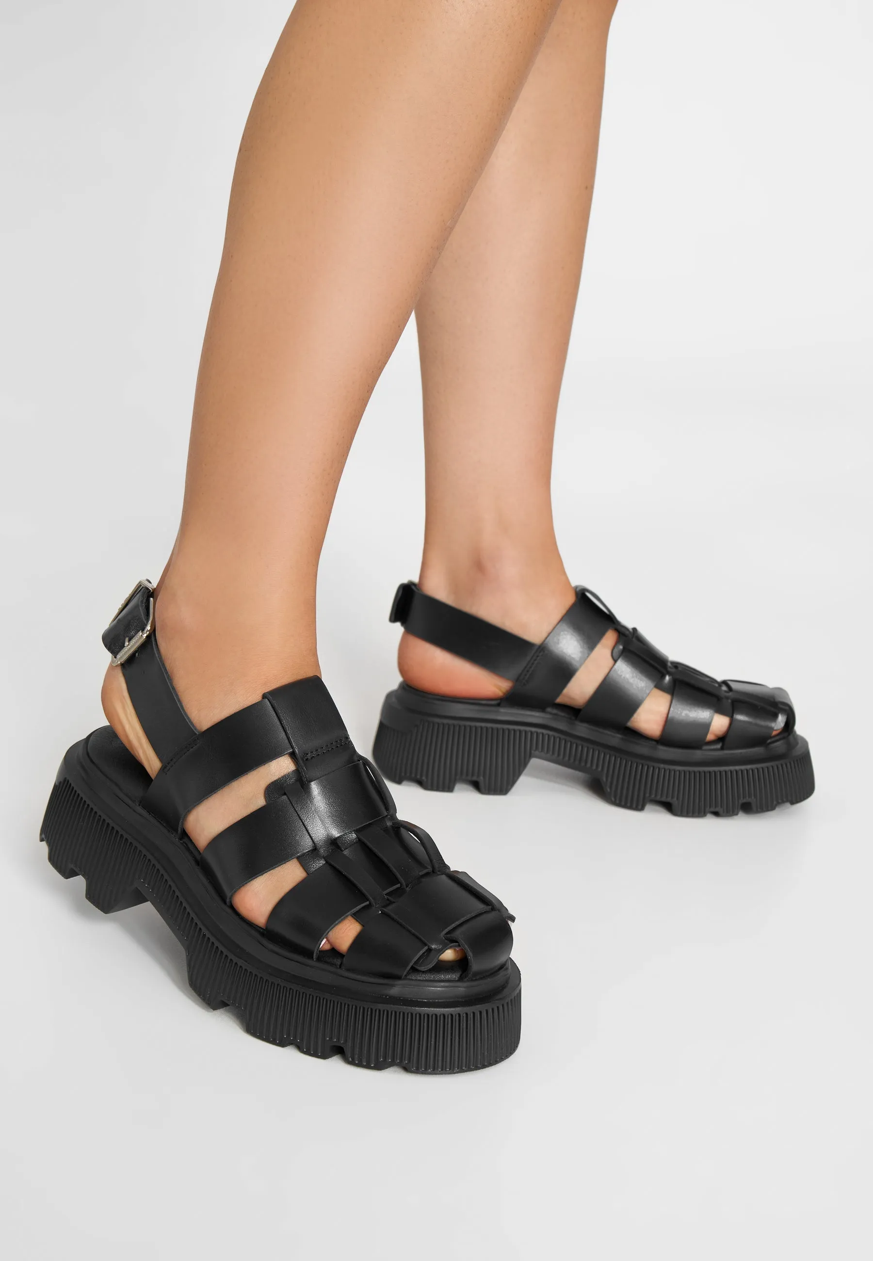 Tammy Black Leather Sandals