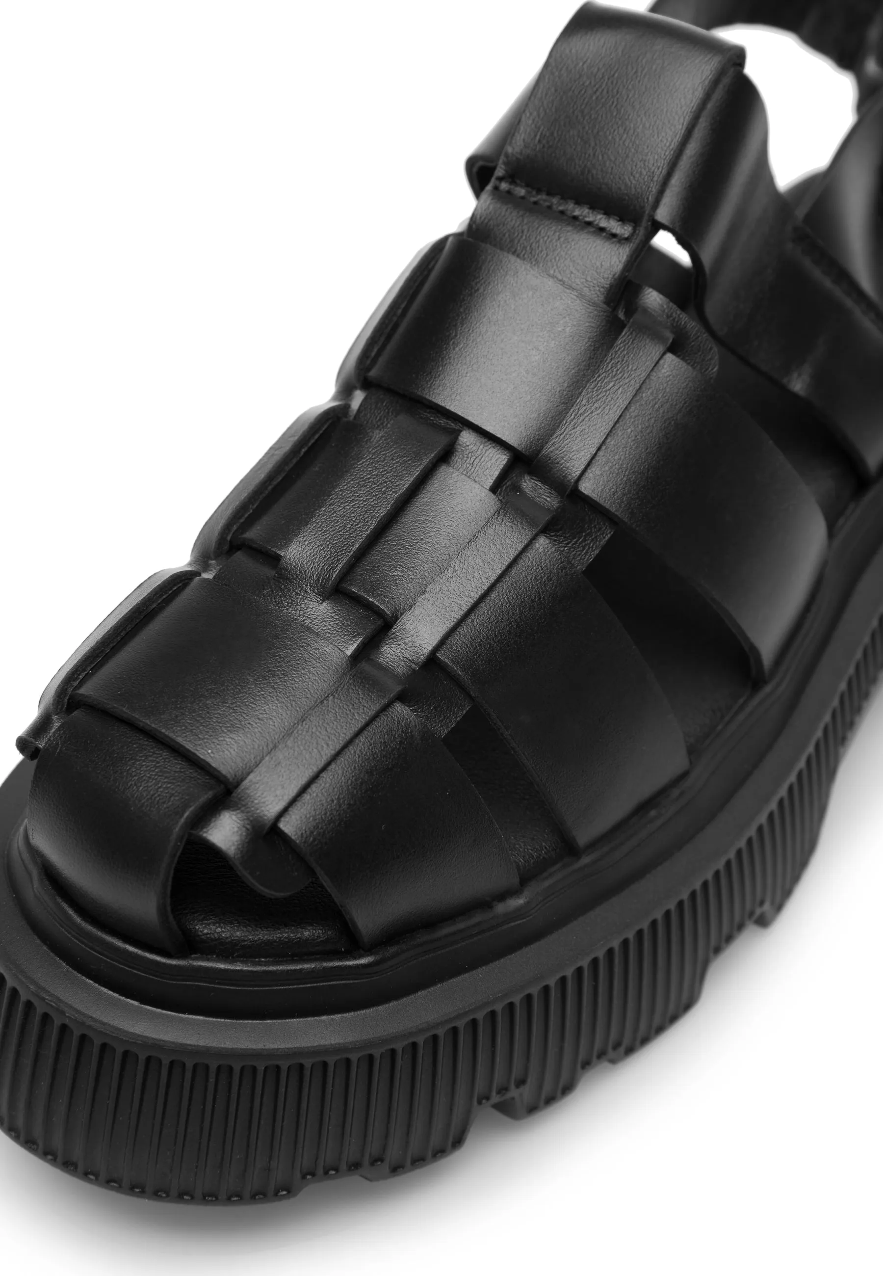 Tammy Black Leather Sandals