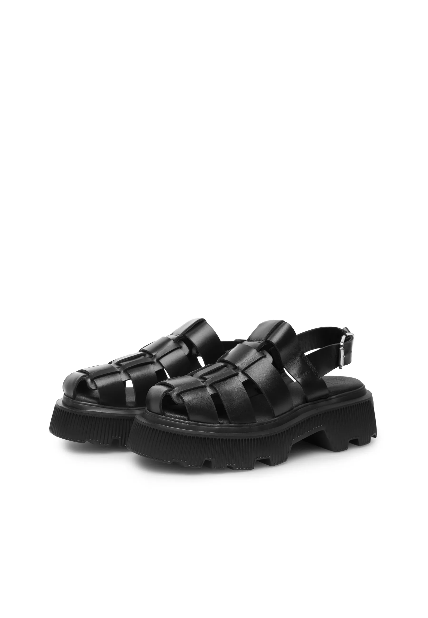 Tammy Black Leather Sandals