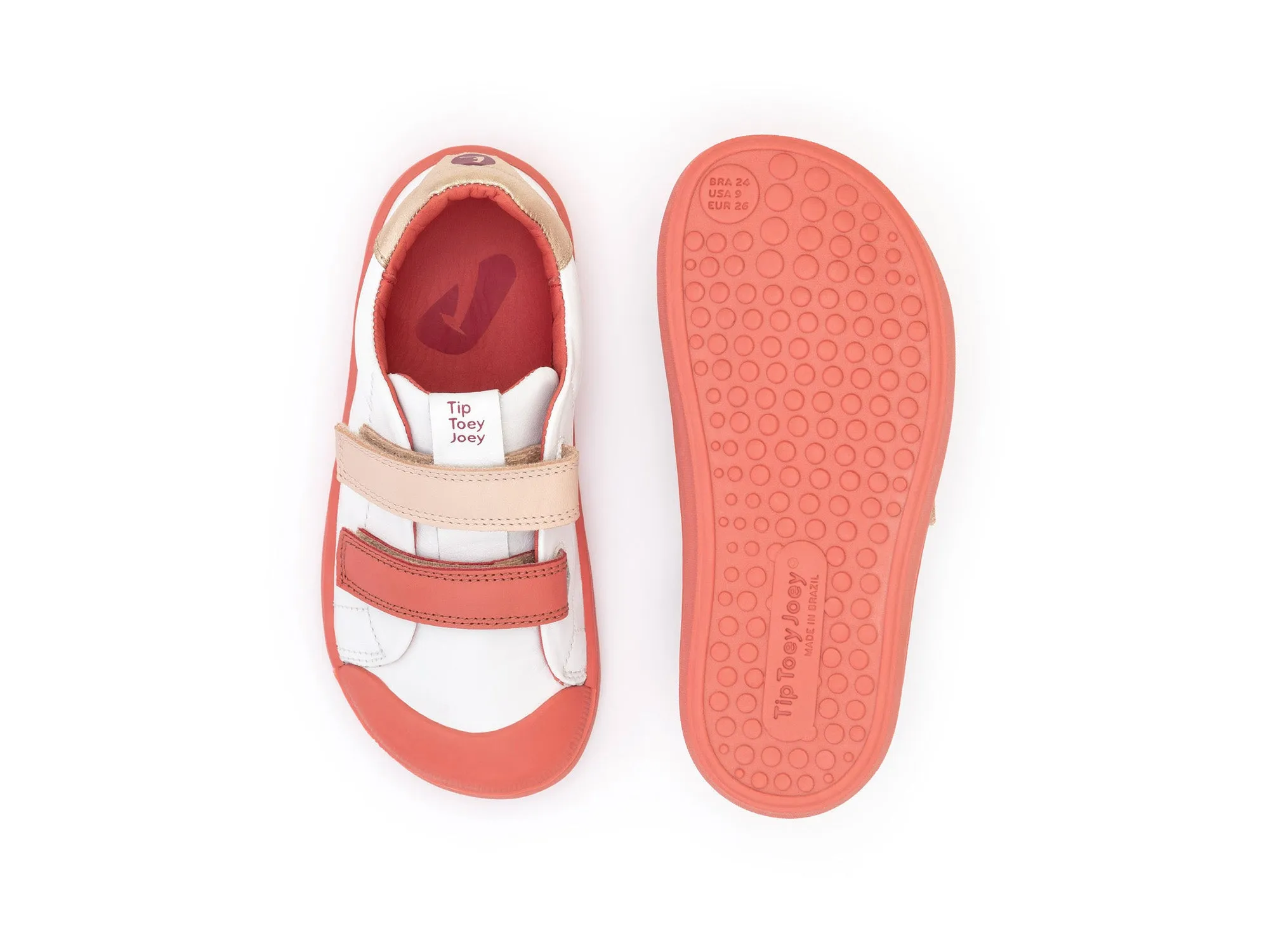 Tip Toey Joey KIDS SNEAKERS RAMP PLAY - WHITE/ CORAL MATTE/ METALIC SALMON