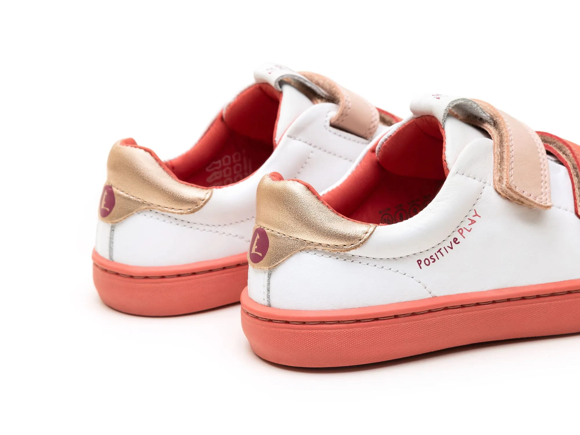 Tip Toey Joey KIDS SNEAKERS RAMP PLAY - WHITE/ CORAL MATTE/ METALIC SALMON