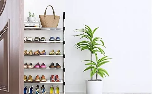 TONSYL Multi-Purpose Shoe Rack 5 Tier Stainless Steel Shoe Rack/Shoe Stand Plastic Rack Shoes/Books/Clothes/Toys etc Easy to Assemble Heavy Metal Home & Office Utility Foldable Collapsible