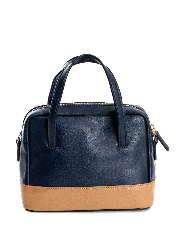 Vanadey - navy blue & caramel handbang