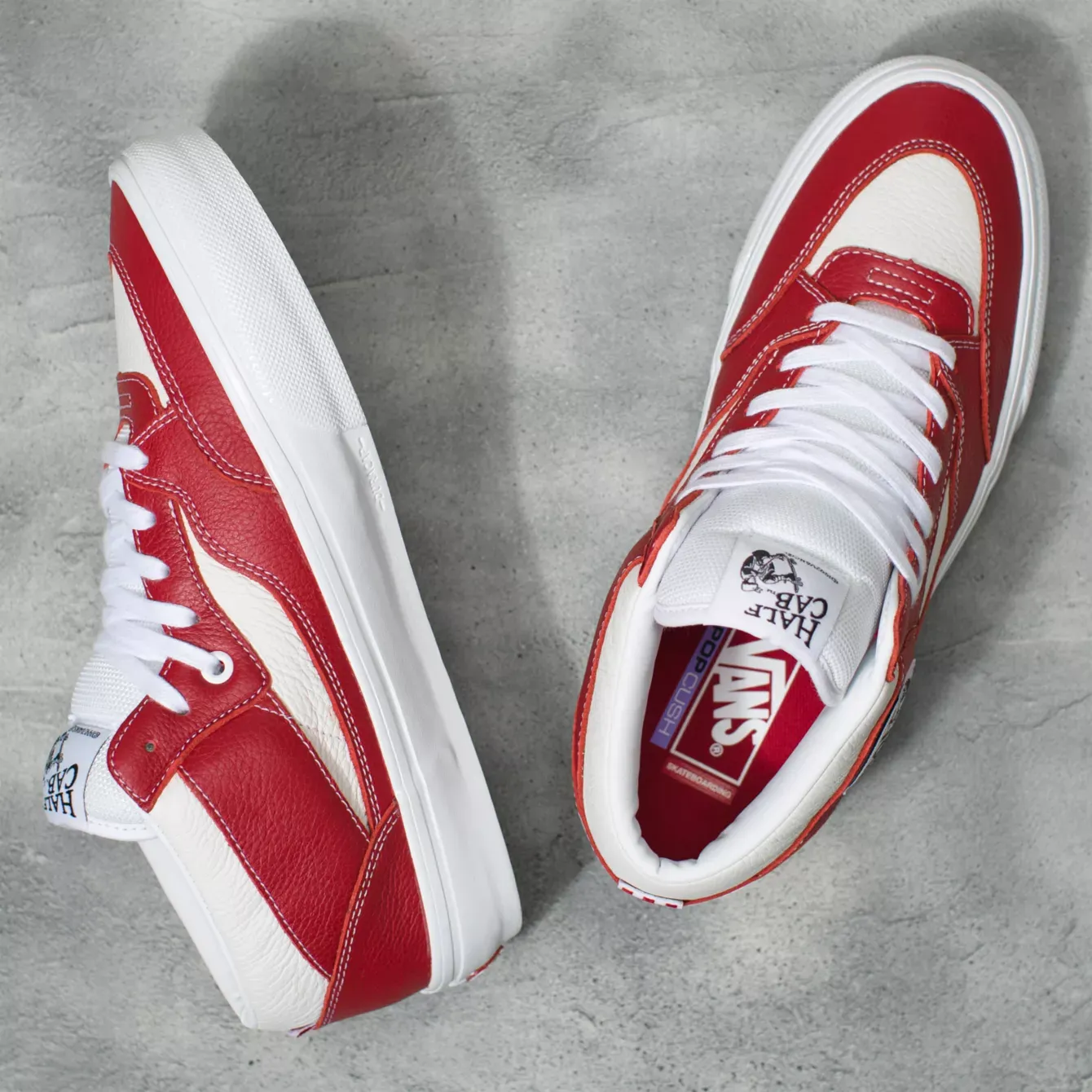 VANS LEATHER SKATE HALF CAB '92 CHILI PEPPER / WHITE