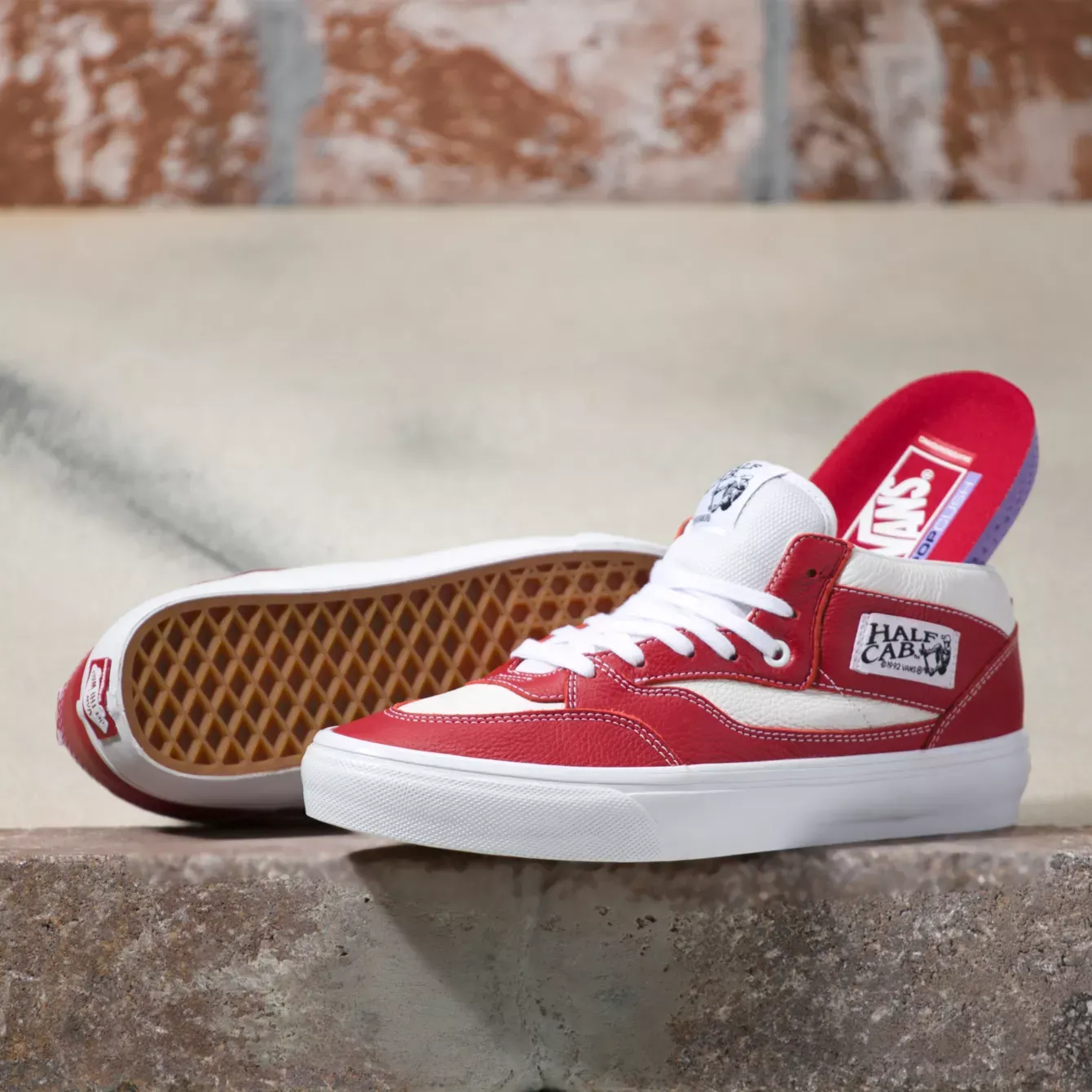 VANS LEATHER SKATE HALF CAB '92 CHILI PEPPER / WHITE