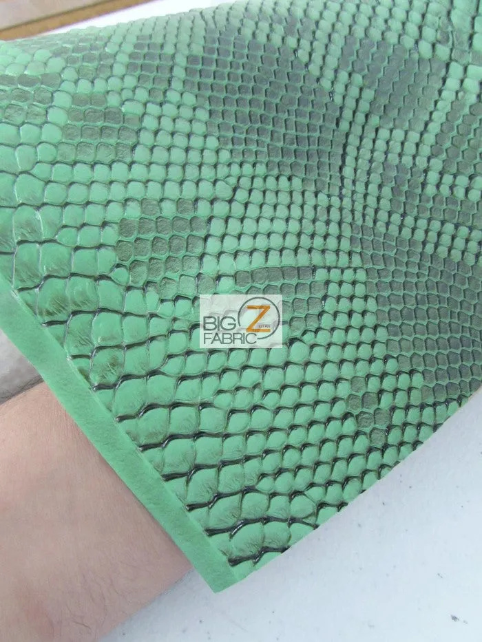 Venom Green Viper Sopythana Embossed Snake Skin Vinyl Leather Fabric / Sold By The Yard