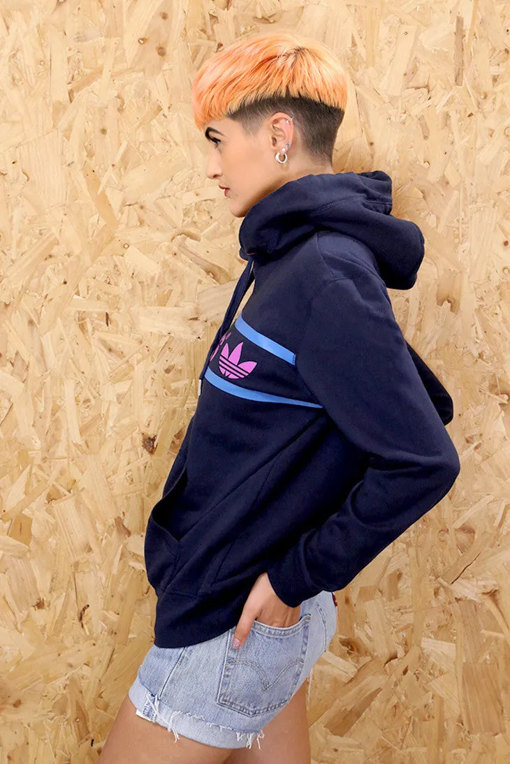Vintage Adidas Navy Printed Hoodie