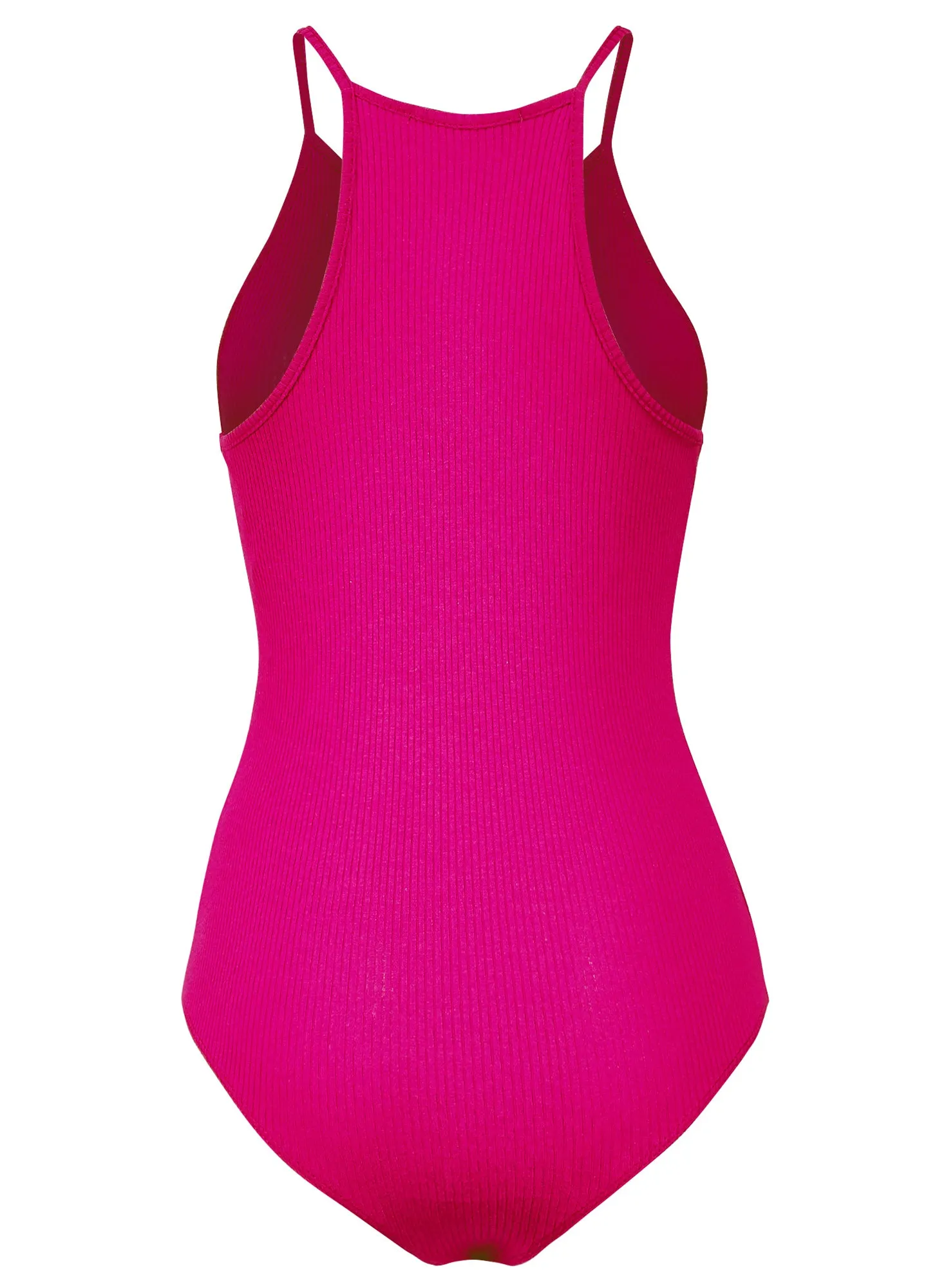 Women's Solid Basic Ribbed Knit Casual Sleeveless Bodysuit (FWT1035)